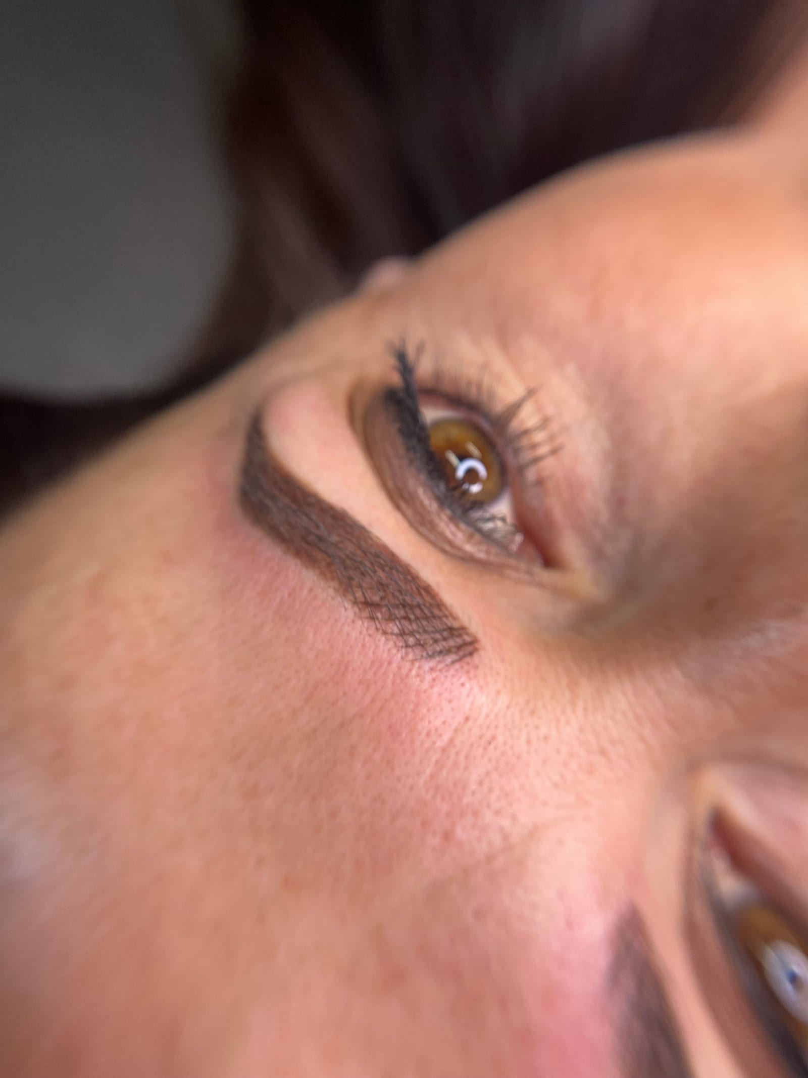 Healed microbladed brows, close up