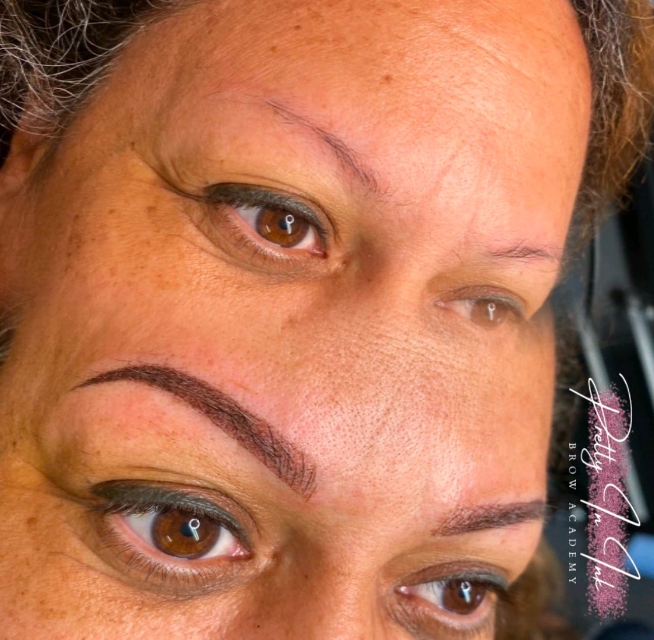 Healed ombre brows on a client at Pretty In Ink in Reno