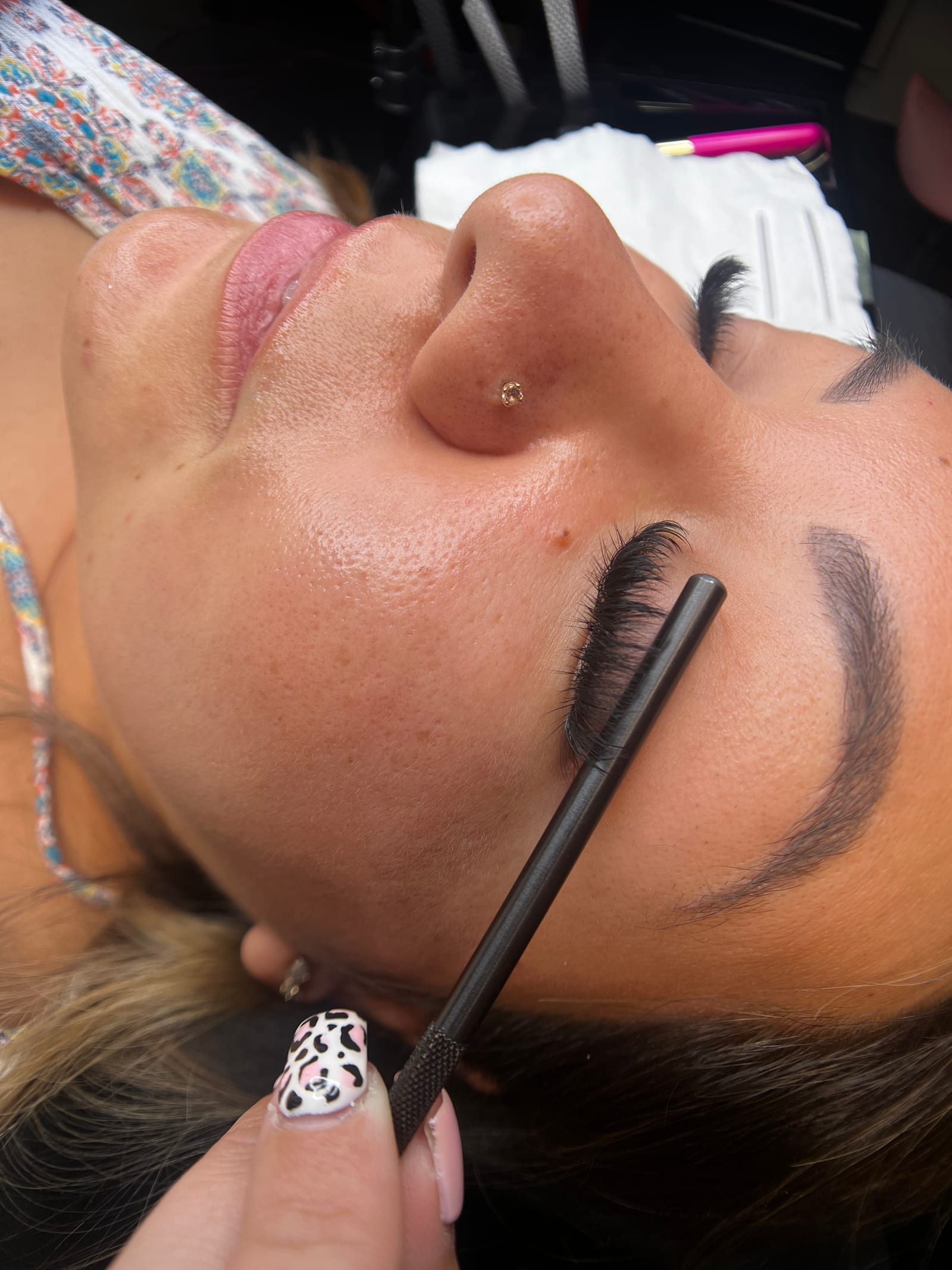 Permanent winged eyeliner healed on a client