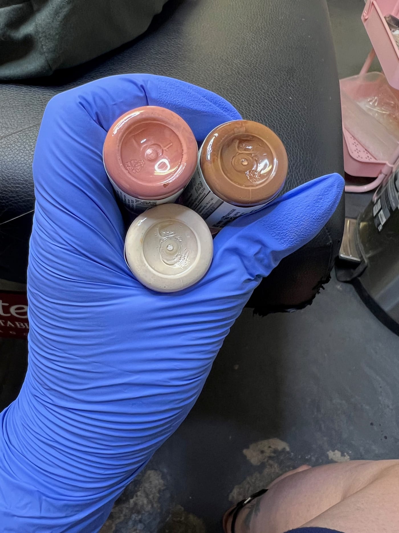 Permanent makeup pigments prepared for a client appointment